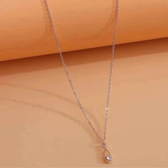Rose Gold Tear Drop Stone Necklace - Picture 3 of 5